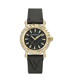 Дамски черен часовник с кожена каишка GRECA GLAM GENT Versace снимка