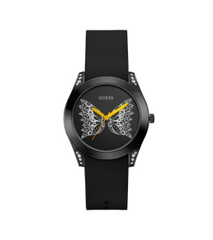 Дамски черен часовник с пеперуда Guess снимка