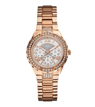 Дамски розово-златист часовник с кристали Guess снимка