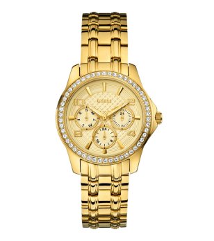Дамски златист часовник с кристали Guess снимка