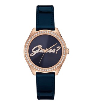 Дамски тъмносин часовник с кристали Guess снимка