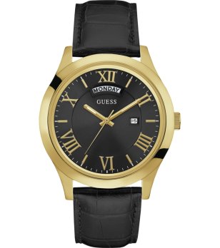 Мъжки черен аналогов часовник със златист корпус Guess снимка