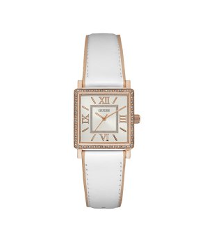 Дамски бял часовник с кожена каишка Guess снимка