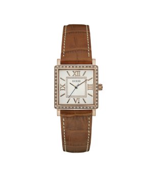 Дамски кафяв часовник с квадратен циферблат Guess снимка