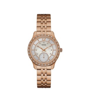 Дамски часовник в розово злато с кристали Guess снимка
