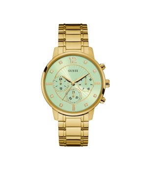 Дамски златист часовник с ментов циферблат Guess Sunset снимка