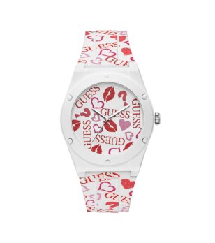 Дамски бял часовник с принт GUESS снимка