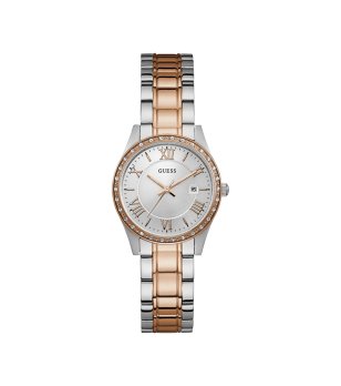 Дамски сребрист часовник с розово златисти детайли Guess Greenwich снимка