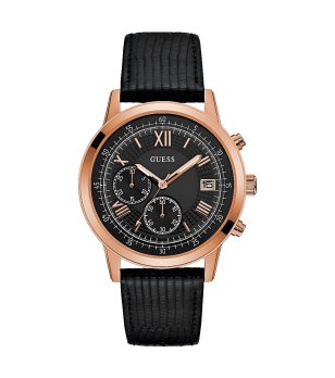 Мъжки черен аналогов часовник с кожена каишка GUESS Summit снимка