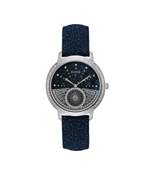 Дамски тъмносин часовник с кожена каишка Guess Stargazer снимка