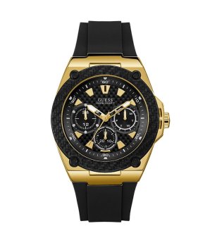 Мъжки черно-златист часовник с черна силиконова верижка Guess Legacy снимка
