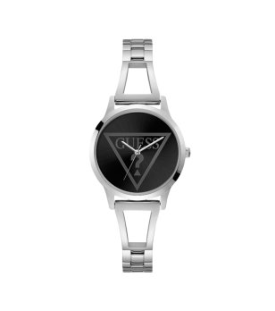 Дамски сребрист часовник с черен циферблат LOLA Guess снимка