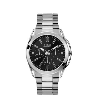 Мъжки сребрист часовник с черен циферблат Guess Vertex снимка