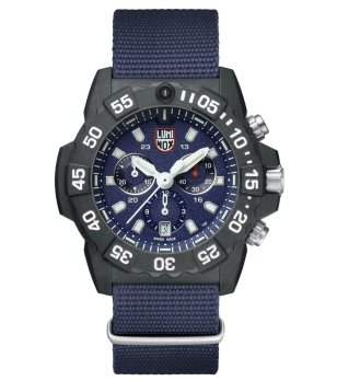 Мъжки черен хронограф часовник с тъмносин циферблат NAVY SEAL CARBONOX Luminox снимка