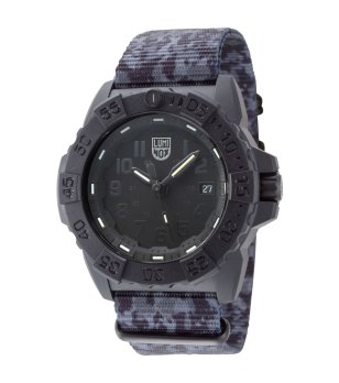 Мъжки черен аналогов часовник с камуфлажна найлонова каишка Luminox NAVY SEAL DIVER 3500-CARBONOX снимка