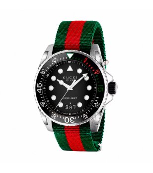 Мъжки зелен часовник с червени ивици Gucci Dive снимка