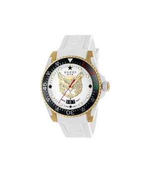 Мъжки бял часовник с бял каучуков каиш GUCCI снимка