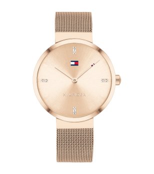 Дамски розово-златист часовник с метална мрежеста верижка Tommy Hilfiger снимка