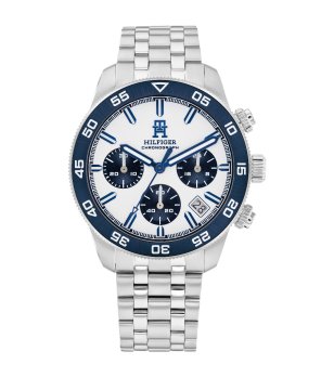 Мъжки сребрист часовник с тъмносин безел и хронограф Tommy Hilfiger снимка