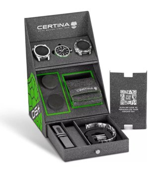Мъжки сребрист часовник с черен циферблат Certina DS+ Powermatic 80 снимка