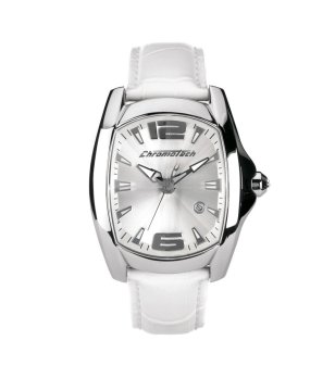 Мъжки бял часовник с кожена каишка Chronotech First снимка
