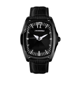 Мъжки черен часовник с правоъгълен корпус Chronotech снимка