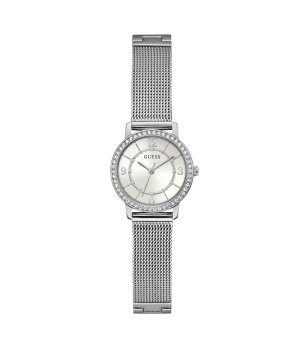 Дамски сребрист часовник с метална мрежеста верижка GUESS снимка