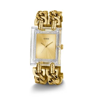 Дамски златист часовник с прозрачна каса Guess снимка