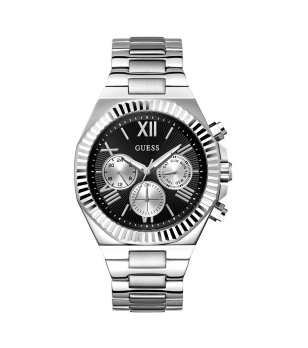Мъжки сребрист часовник с черен циферблат Guess EQUITY снимка
