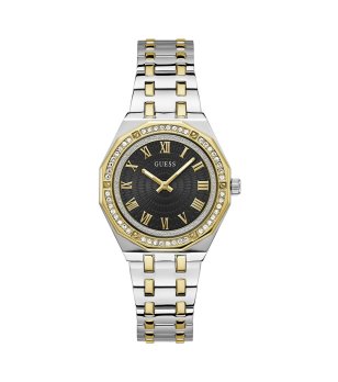 Дамски двуцветен часовник с черен циферблат и кристали DESIRE Guess снимка