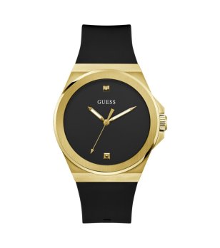 Мъжки черен силиконов часовник със златист корпус Guess VINYL снимка