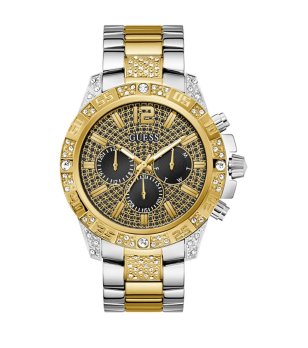 Мъжки златисто-сребрист часовник с кристали MAJESTIC Guess снимка