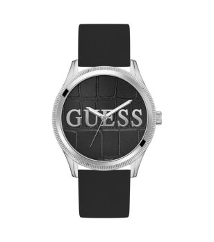 Мъжки черен часовник с релефен циферблат Guess снимка