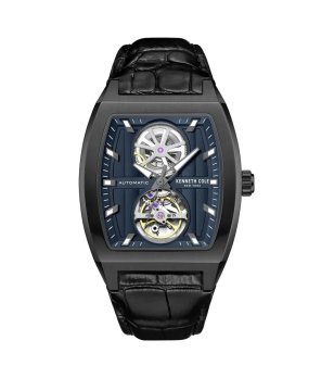 Мъжки черен автоматичен часовник със син циферблат Kenneth Cole снимка