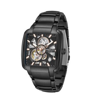 Мъжки черен часовник със скелетон циферблат Kenneth Cole снимка