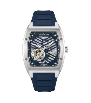 Мъжки тъмносин автоматичен часовник с правоъгълен корпус Kenneth Cole снимка