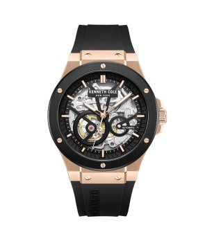 Мъжки черен часовник със скелетон циферблат Kenneth Cole снимка