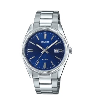 Унисекс сребрист часовник със син циферблат Casio снимка