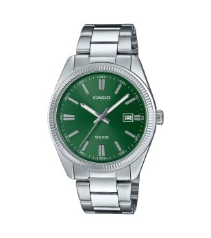 Унисекс сребрист часовник със зелен циферблат CASIO снимка