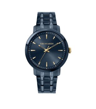 Мъжки син часовник с метална верижка TRUSSARDI снимка