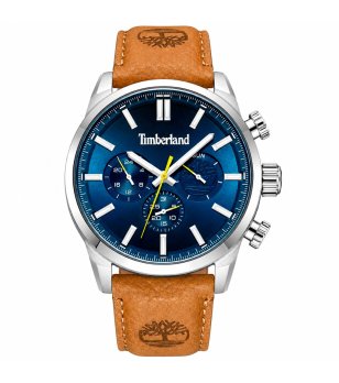 Мъжки часовник със син циферблат и кафява кожена каишка HENNIKER II Timberland снимка