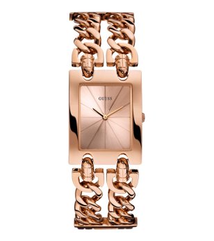 Дамски розово-златист аналогов часовник с масивна верижка Guess снимка