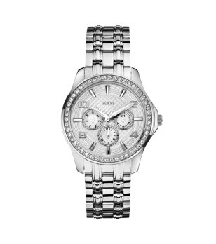 Дамски сребрист часовник с кристали Guess снимка