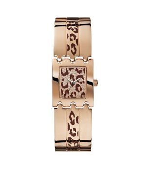 Дамски розово-златист часовник с леопардов мотив Guess снимка