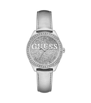 Дамски сребрист часовник с брокатен циферблат Guess GLITTER GIRL снимка