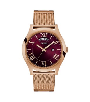 Мъжки розово-златист часовник с бордо циферблат METROPOLITAN Guess снимка