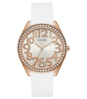 Дамски бял часовник с каишка от каучук Guess снимка