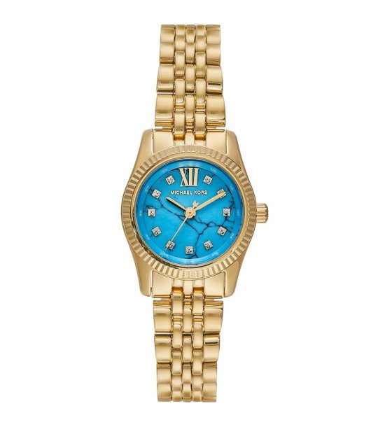 Дамски златист часовник със син циферблат Michael Kors снимка