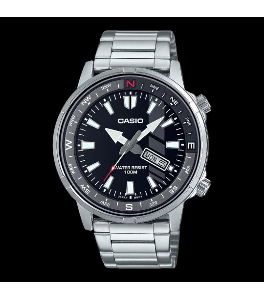 Мъжки сребрист часовник с черен циферблат Casio снимка
