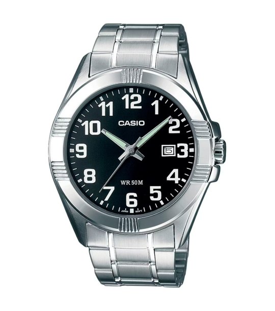 Мъжки сребрист часовник с черен циферблат Casio снимка